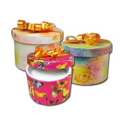 Round Paper Hat Box with Ribbon
