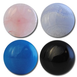 Wholesale Round Semi Precious Stone Cabochon - 11.5mm, available in Rose Quartz, Blue Lace Agate, Turquoise & Black Onyx.
