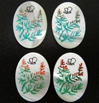 Vintage Oval Mother of Pearl Scrimshaw Fern and Butterfly