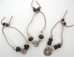 Beaded Cord Bracelets in Black/Ivory, 3 Assorted Styles