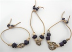 Beaded Cord Bracelets in Navy/Ivory, 3 Assorted Styles