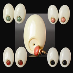Genuine Stone & Bone Earrings Oval