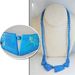 Synthetic Turquoise Necklace with 1" -1 1/2" 8mm Turquoise Beads, 24" long.  CG340