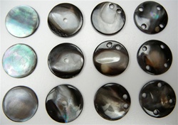 Genuine Mother of Pearl Round Black Discs - no hole, center hole, 2 holes, 4 holes