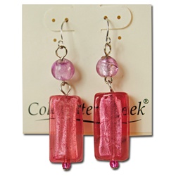 Coldwater Creek Lavender and Rose Beaded Dangle Earrings.