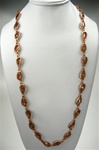Chico's Stone and Metal Fashion Necklace, 36" with extender, Topaz/Matt Gold