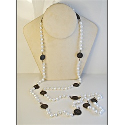 Wholesale Pearl & Coin Necklace Elegant 8mm pearls with alternating coins, 48". (1 dozen minimum)