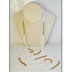 Wholesale Pearl & Chain Necklace Elegant 8mm pearls with alternating chain, 48". (1 dozen minimum)