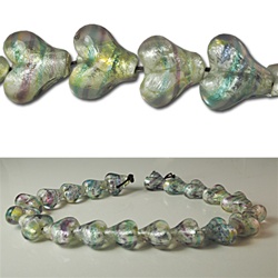 Glass Foil Heart Beads