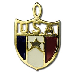 Wholesale Red, White & Blue USA Pendant Just in time for the Olympics, 13mm gold plated enamel pendants. (50 pcs minimum)