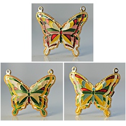 Wholesale Vintage Enamel Butterfly Pendants Assorted butterfly pendants,1 1/4" wide with 2 loops. (20 pcs minimum)