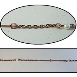 Wholesale Copper Pearl Chain  5mm pearls linked with 24mm bar, sold in 300 Feet roll..