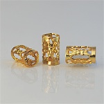 Wholesale Filigree Tube Bead Gold plated tube filigree bead, 14x5mm. (50 piece minimum)