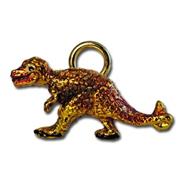 Wholesale Gold & Red Dinosaur Pendant Playful dinosaur pendant 1"x 1/2". (10 pcs minimum)