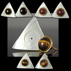 Genuine Stone & Mother of Pearl Earrings Triangle