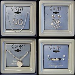 Sterling Silver"Sam" Boxed Sets.  Assorted bracelets, earrings and rings, anklets and earrings in boxed sets.