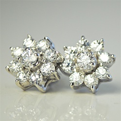 Wholesale Sterling Silver Cubic Zirconia Earrings Stunning CZ earrings in star pattern,10mm.