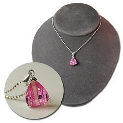 Sterling Silver Pink C Z Necklace