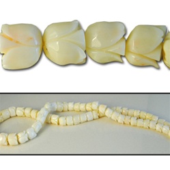 Wholesale Coral Beads Genuine white coral, carved tulip beads, 5mm-10mm, sold by the strand, (64 beads per strand).