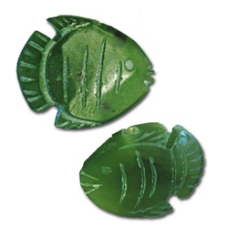 Genuine Jade Fish Carved genuine jade fish. 1/2" wide. With drilled hole on top. (1dozen minimum)