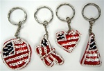 Patriotic Key Chains Assorted Styles Sold by the Dozen, Triangle, Heart, Circle, Butterfly