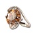 Lady's High Quality Cubic Zirconia Rings, Silver Plated Cocktail Ring with Lg Amber Center Stone and Crystal Accents