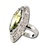 Lady's High Quality Cubic Zirconia Rings</B><br>Silver Plated Cocktail Ring with Lg Light Peridot CZ and Filigree Setting. L304