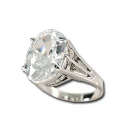 Lady's High Quality Cubic Zirconia Rings</B><br>Silver Plated Cocktail Ring with Lg Light Peridot CZ and Filigree Setting. L305