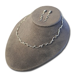Wholesale Silver Tone Earring & Necklace Set Charming silver tone necklace 18" with matching earrings. (1 dozen minimum)