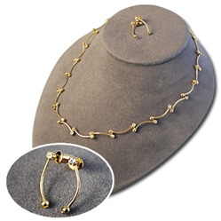Wholesale Gold Tone Earring & Necklace Set Charming crystal rhinestone & bead necklace 18" with matching earrings.
 (1 dozen minimum)