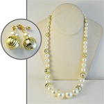 Wholesale Pearl Earring & Necklace Set Elegant gold bead & pearl necklace 24", with matching earrings.