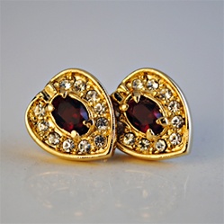 Wholesale Ruby & Crystal Heart Earrings