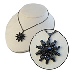 Wholesale Jet Crystal Necklace Dazzling hematite necklace with jet crystal pendant, 16".