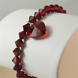 Swarovski Crystal Stretch Bracelet with Siam Heart