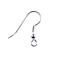 Ear Wire with Bead - Coil - Sterling Silver Plate