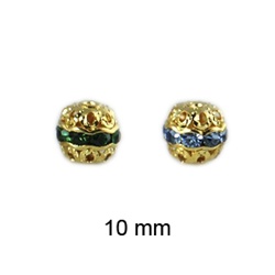 Gold Plated Rhinestone Balls 10mm