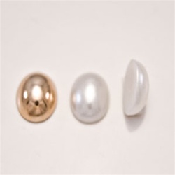 Plastic Oval Flatback Cabochon Pearl