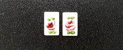Vintage Oval Mother of Pearl Scrimshaw small 8x6mm White Rectangle with Flower
