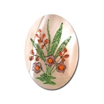 Vintage, Oval Mother of Pearl Scrimshaw, Copper Flowers