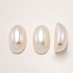 Plastic Oval Flatback Cabochon Pearl