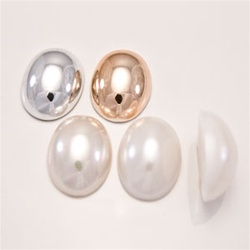 Plastic Oval Flatback Cabochon Pearl