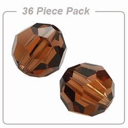 Swarovski Art. 5000 Round Bead -  Smoked Topaz