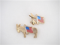 Americana Donkey and Small Donkey with Flag Pins