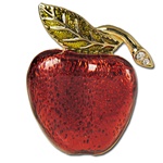 Glazed apple pin with crystal rhinestones