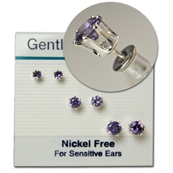Amethyst Cubic Zirconia 3 Size Earring Set