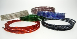 Beaded Bangle Bracelets, 6 Assorted Colors