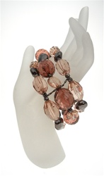 3 Row, Faceted Lucite, Beaded Stretch Bracelets