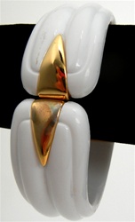 White Cuff Bracelets with Gold Accents