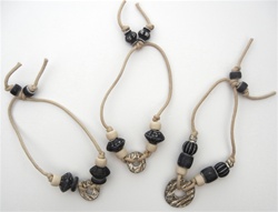 Beaded Cord Bracelets in Black/Ivory, 3 Assorted Styles