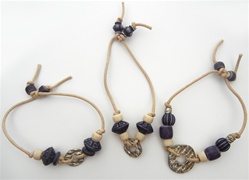 Beaded Cord Bracelets in Navy/Ivory, 3 Assorted Styles